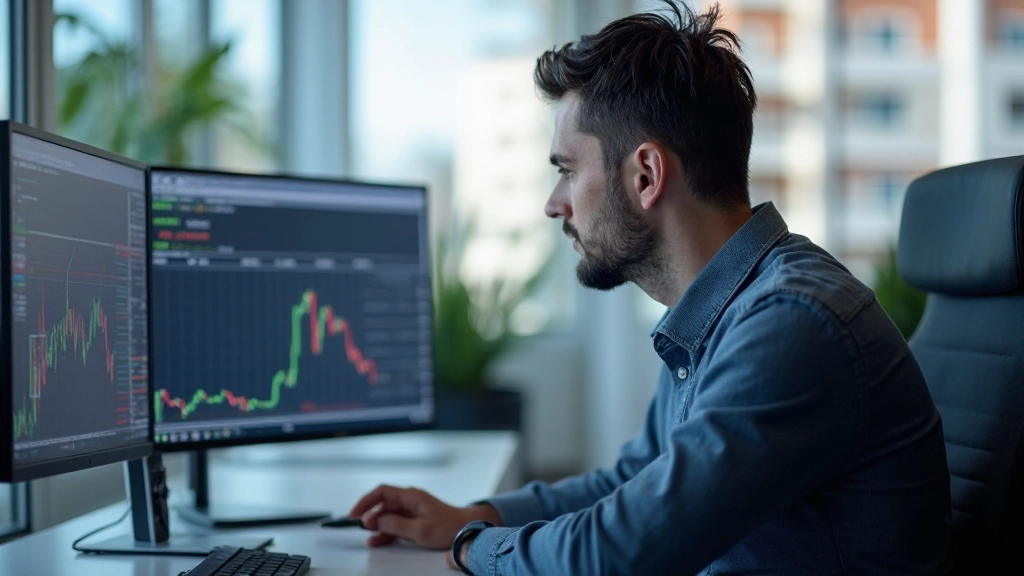 Analytiker analysiert Makroökonomische Daten und Markttrends auf mehreren Bildschirmen