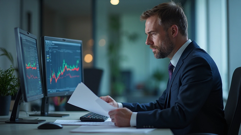 Professionelle Darstellung eines Compliance-Arbeitsplatzes mit Dokumenten und digitalen Überwachungssystemen