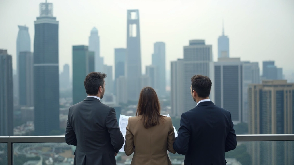 Skyline einer modernen Stadt in einem Schwellenland mit Hochhäusern und aktiver Wirtschaftstätigkeit