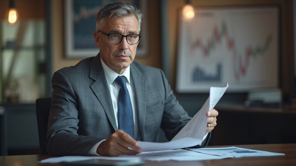 Finanzberater erklärt Investitionskonzepte anhand von Grafiken und Dokumenten