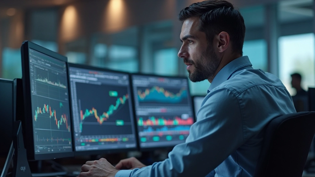 Professionelle Darstellung von Finanzcharts mit Candlestick-Mustern und Analyselinien auf einem modernen Handelsbildschirm