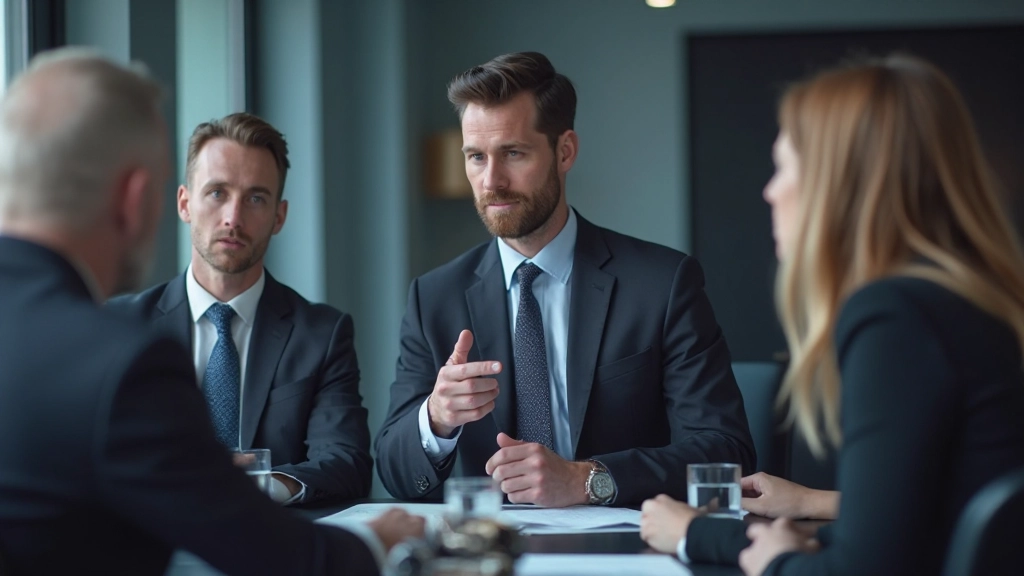 Professioneller Finanzanalyst führt Besprechung mit Kollegen über Markttrends durch