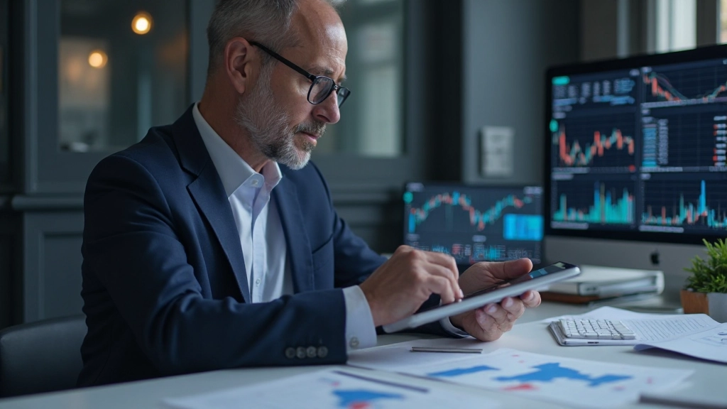 Detaillierte Geschäftsdaten und Analysegrafiken auf Tablet-Bildschirm in professionellem Umfeld