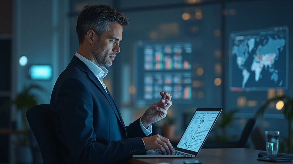 Forschungsanalytiker untersucht Unternehmensfundamentaldaten in Datenbank