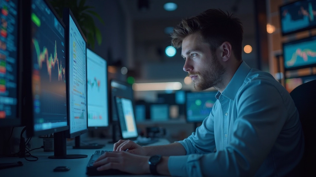 Scalp-Trader mit hoher Geschwindigkeit Marktbewegungen überwachend