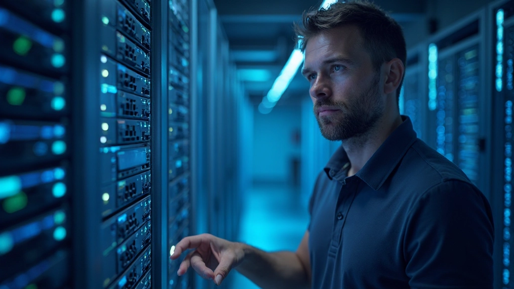 Hochmodernes Rechenzentrum mit Servern zeigt Infrastruktur für Hochfrequenzhandel und automatisierte Handelssysteme