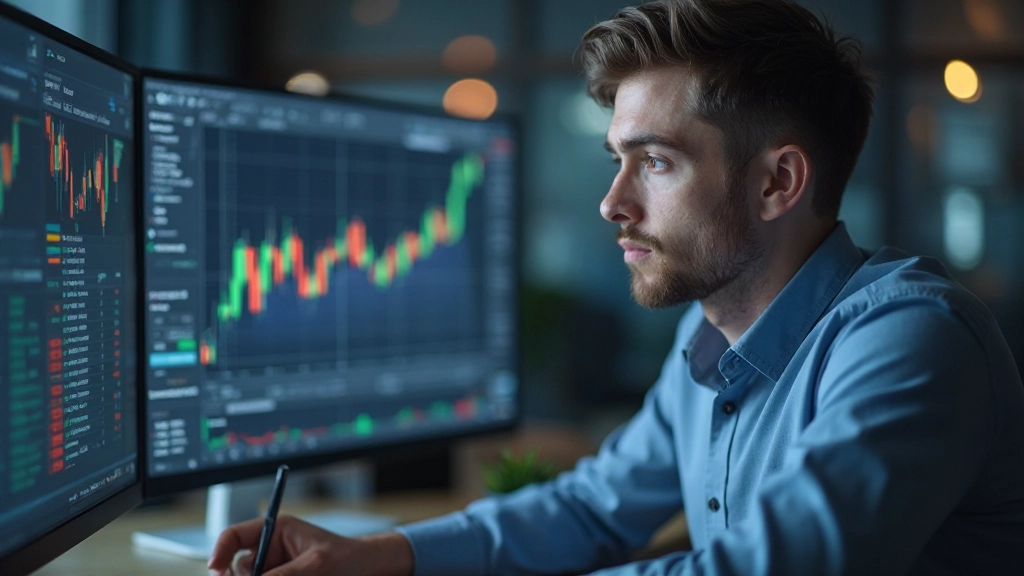 Handelsplattform mit mehreren überlagerten technischen Indikatoren einschließlich RSI, MACD und Bollinger Bändern auf einem Chart