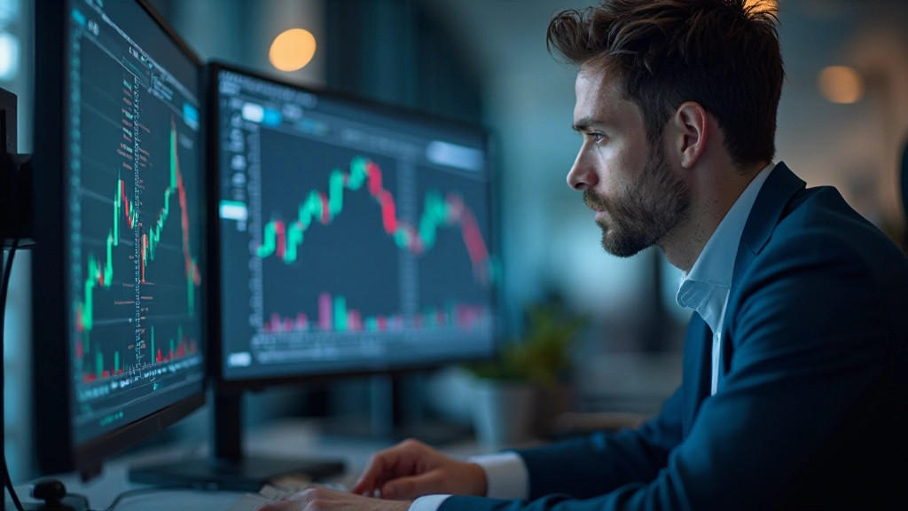 Charts und technische Analyseindikatoren auf einem Computerbildschirm