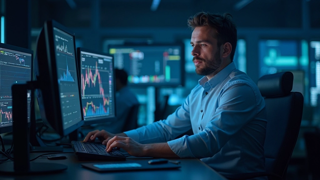 Trading-Setup mit mehreren Monitoren und Live-Marktdaten